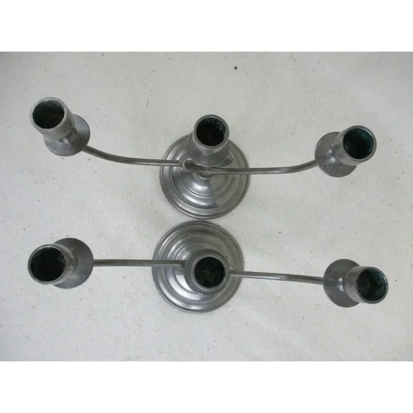 Plymouth Pewter candelabra three arm‎ USA model #84013 Candle holder Anniversary - Picture 3 of 8